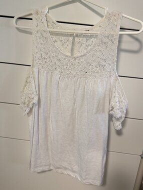 Trendy Cotton Lace White Tank